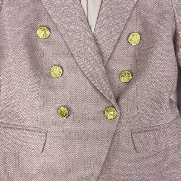 Rachel Parcell Womens Blazer Herringbone Tweed Lined Button Pink Size XS - Picture 2 of 5